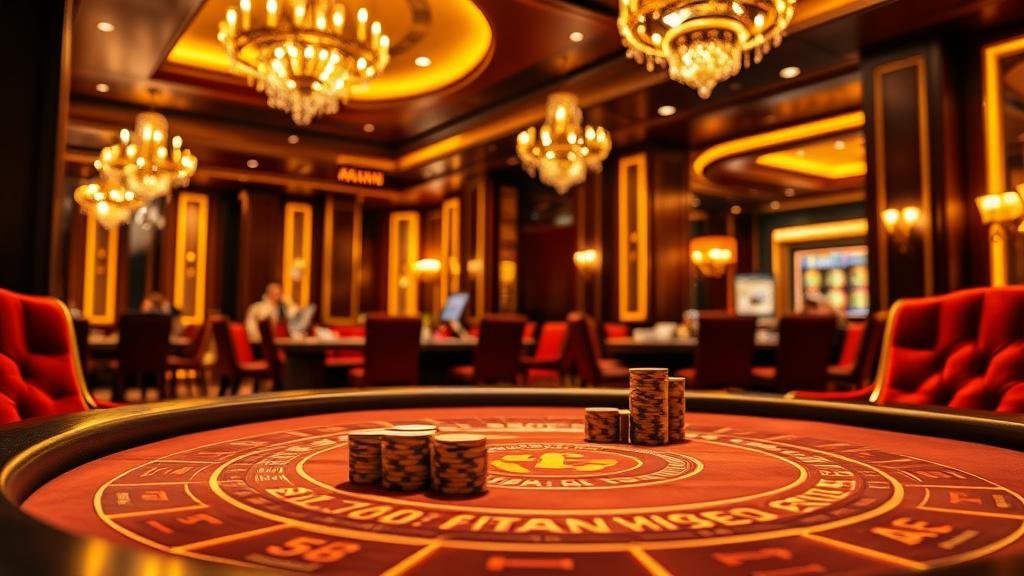 ภาพดีลเลอร์สาวสวยกำลังแจกไพ่บาคาร่าในคาสิโนหรู