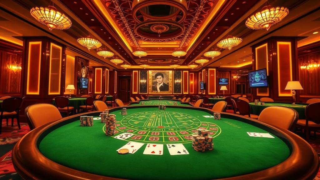 หน้าจอแสดงผลเกมบาคาร่าพร้อมสัญลักษณ์ไม่มีค่าคอมมิชชั่นและกราฟเค้าไพ่มังกร