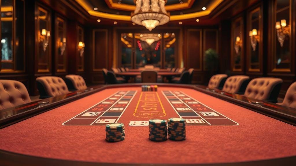 มือผู้เล่นวางชิปบนโต๊ะบาคาร่า SA Gaming