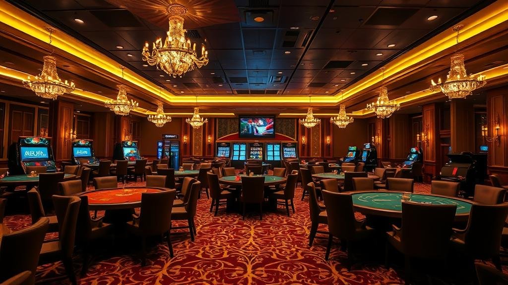 มือถือแสดงเกมสล็อตพร้อมสัญลักษณ์ชนะในคาสิโนหรู