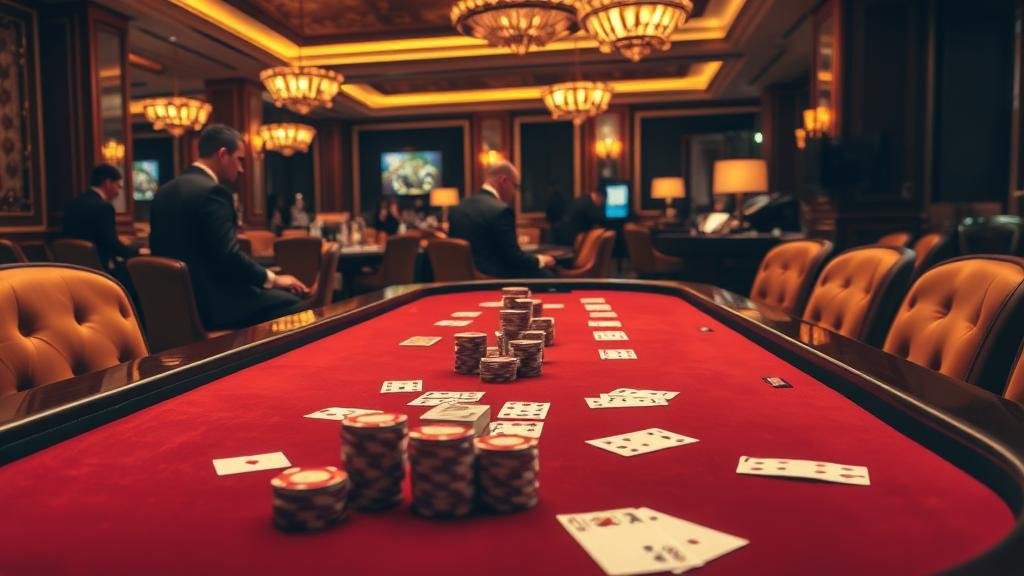 ดีลเลอร์กำลังแจกไพ่บาคาร่าในคาสิโนหรู