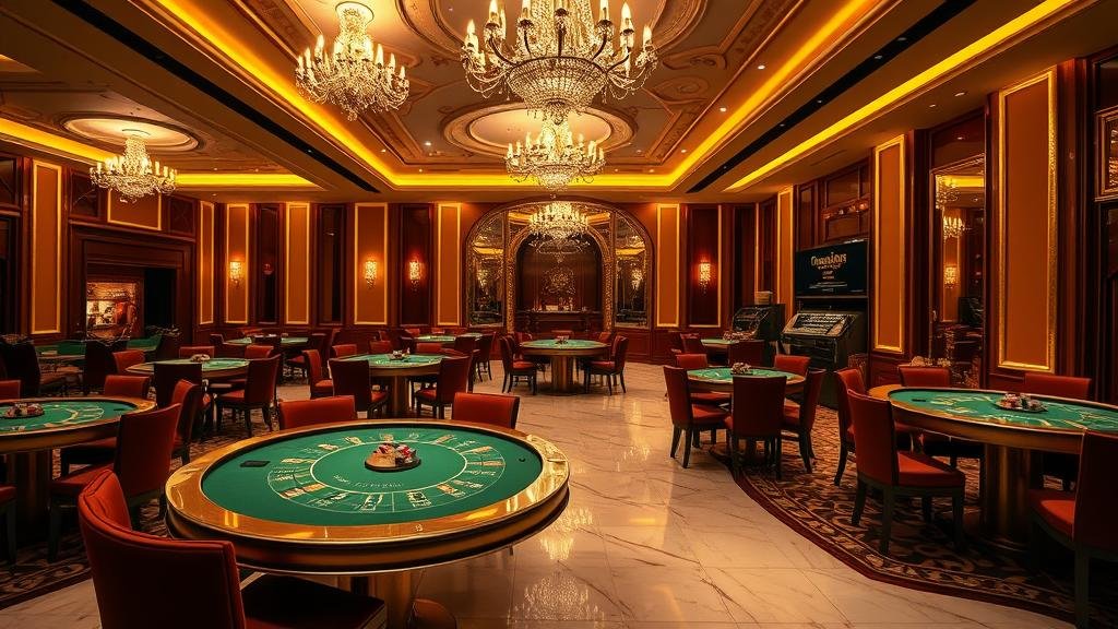 นักพนันกำลังวางแผนการเดิมพันบาคาร่าด้วยชิปและหน้าจอเกม