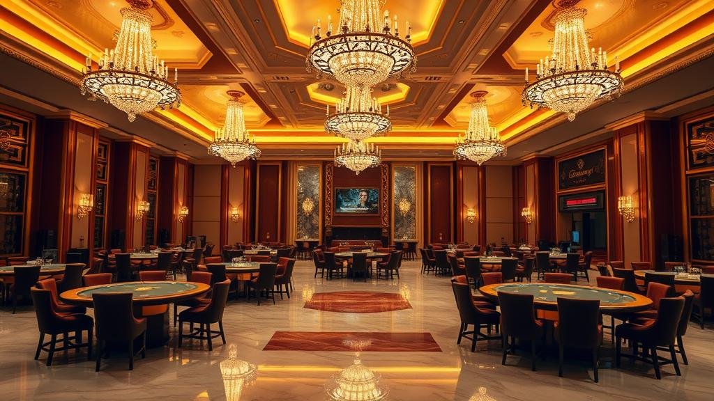 เจ้ามือบาคาร่ากำลังสับไพ่ในคาสิโนหรู