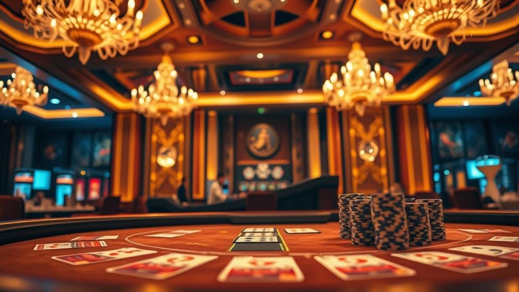 มือของผู้เล่นวางชิปบนโต๊ะบาคาร่า