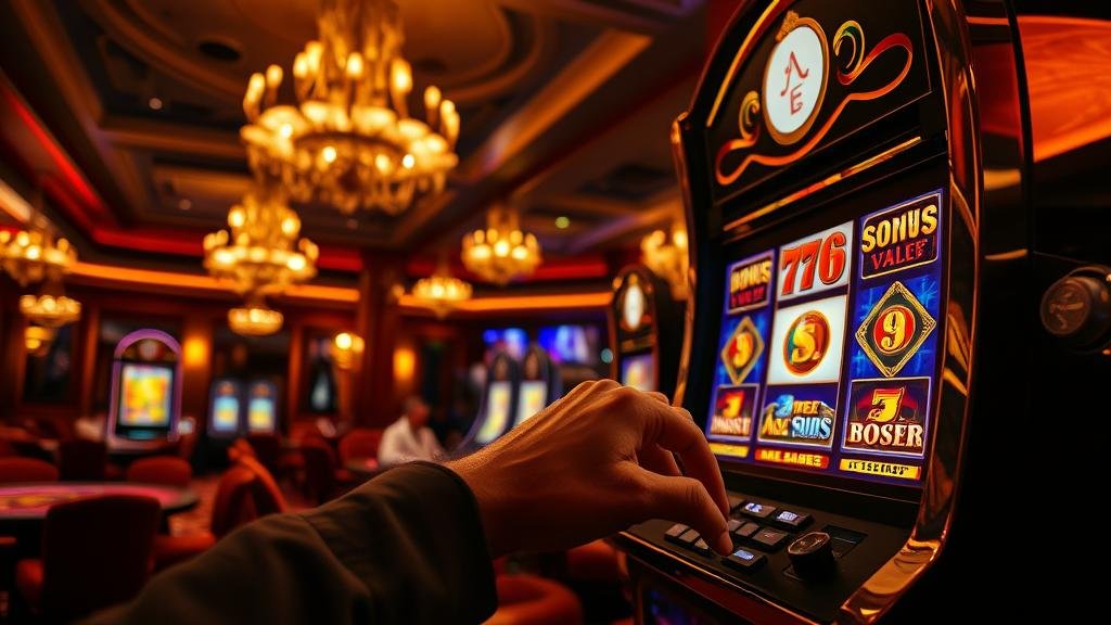 นักพนันมืออาชีพยิ้มอย่างมั่นใจพร้อมกองชิป แสดงถึงความสำเร็จจากการเล่นสล็อต