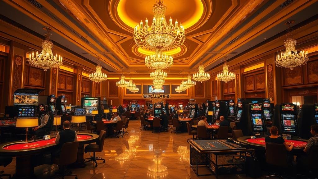 มือถือแสดงหน้าจอเกมสล็อต Red Tiger ในบรรยากาศคาสิโน