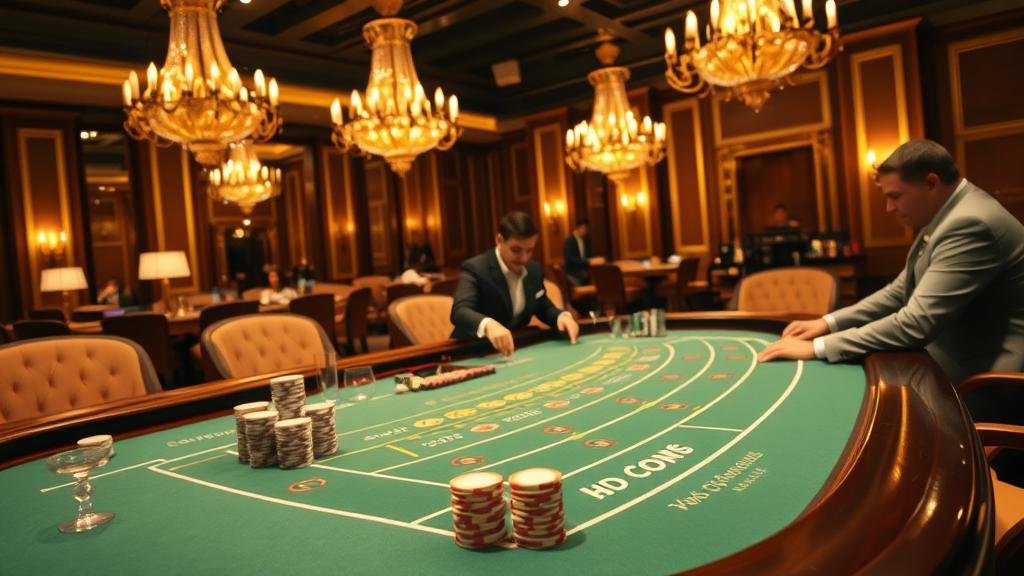 การวางเดิมพันบาคาร่าด้วยชิปบนโต๊ะสด