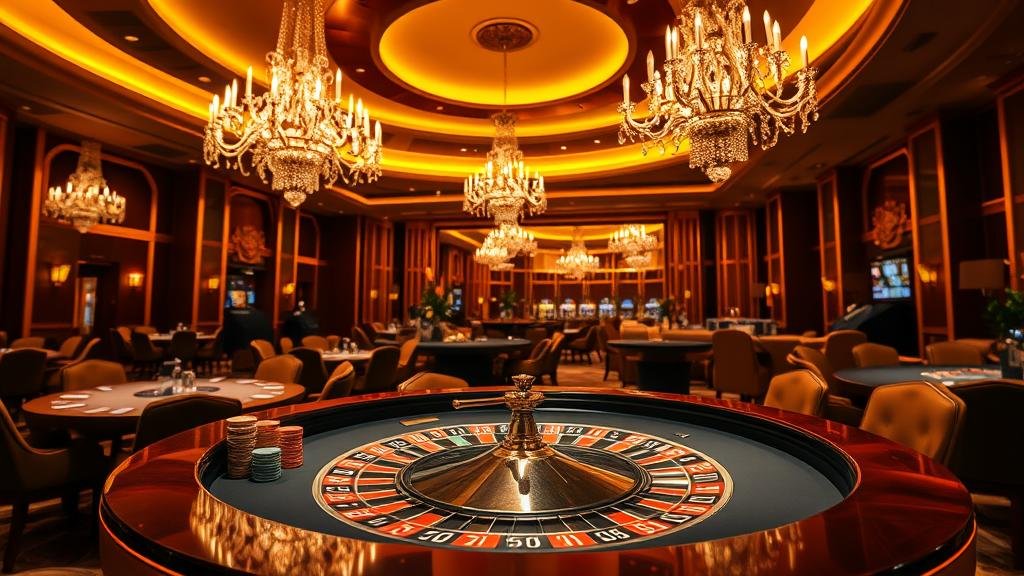 หน้าจอเกมสล็อต YGG แสดงสัญลักษณ์ยักษ์ที่ครอบคลุมหลายรีล พร้อมเอฟเฟกต์แสงสี