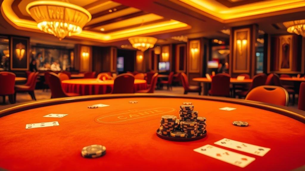 มือถือชิปคาสิโนและสลิปการเดิมพันบนโต๊ะบาคาร่า