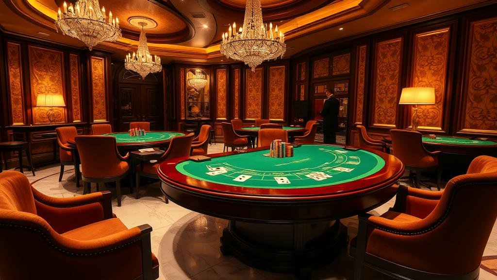 ภาพโต๊ะบาคาร่าพร้อมชิปเดิมพัน