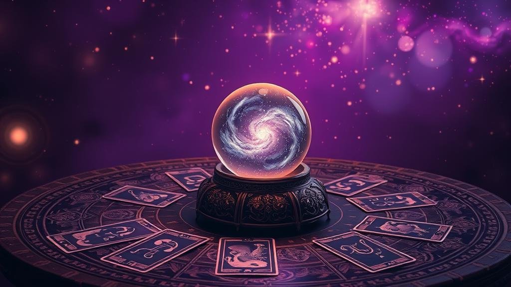 ลูกแก้วพยากรณ์แสดงเลขเด็ดและแผนผังดวงดาว