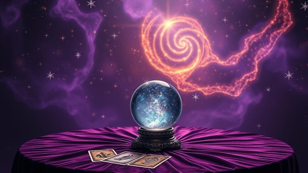 ลูกแก้วทำนายโชคพร้อมตัวเลขและแผนผังดวงดาว