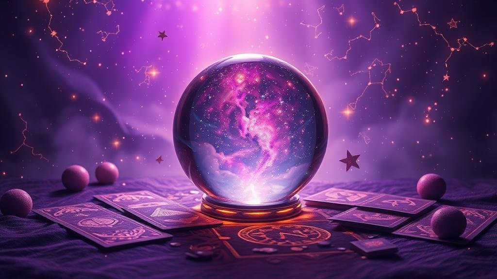 นักโหราศาสตร์ชี้ไปยังลูกแก้วทำนาย