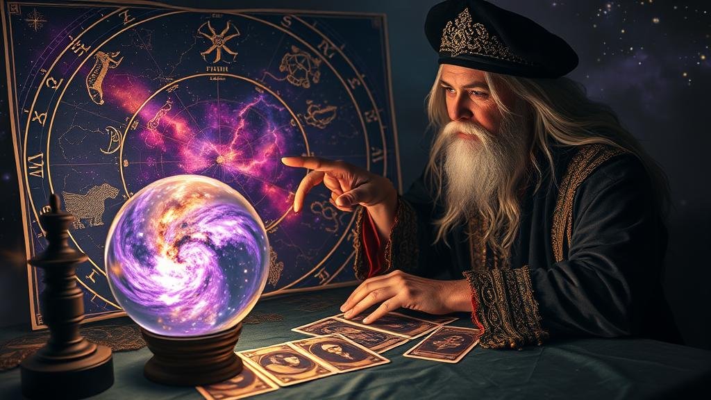 ลูกแก้วพยากรณ์แสดงภาพตัวเลขหวยและกราฟหุ้น