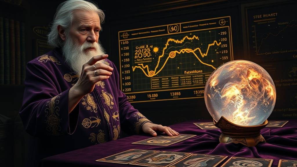 กราฟสถิติเลขเด็ดหุ้นสหรัฐฯ พร้อมสัญลักษณ์โหราศาสตร์