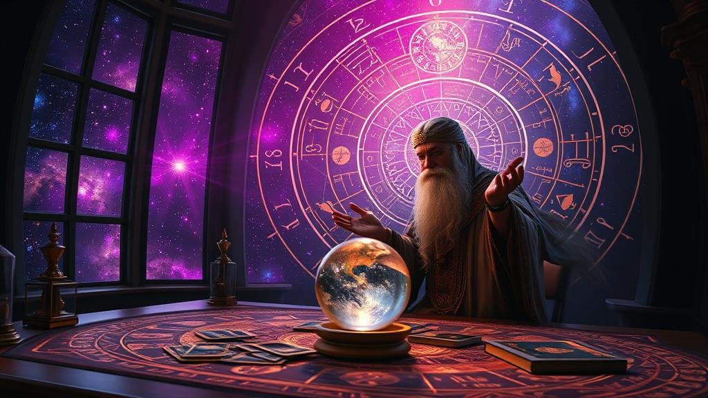 ลูกแก้วทำนายโชว์ตัวเลขและสัญลักษณ์โหราศาสตร์