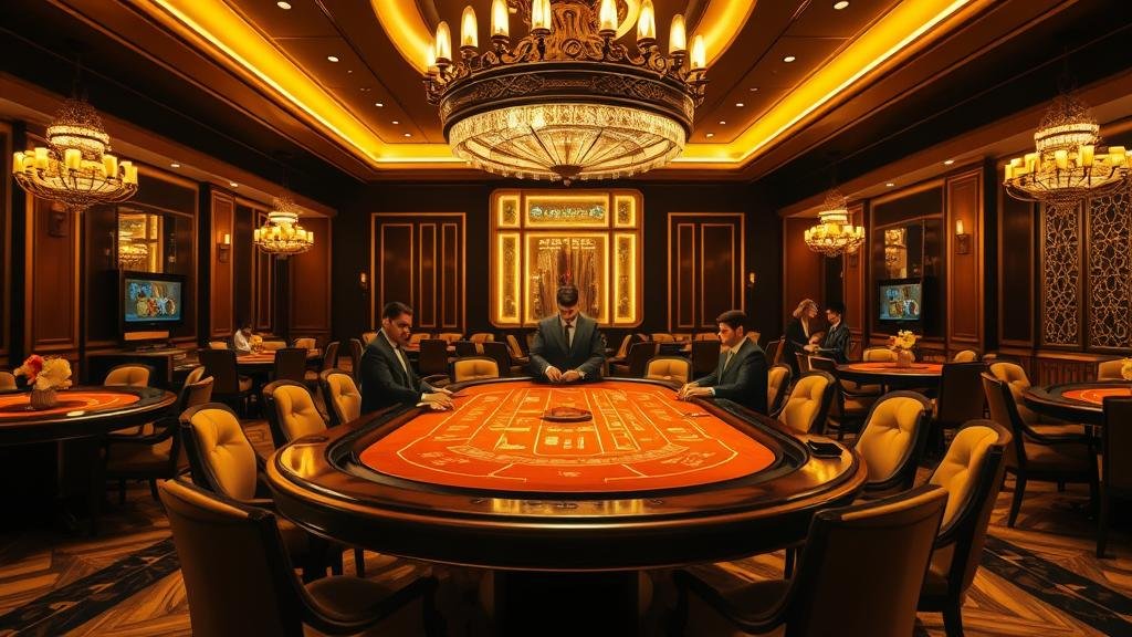 โต๊ะบาคาร่าที่จัดเตรียมพร้อมสำหรับการเล่น