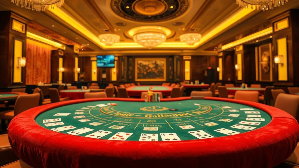 เจ้ามือบาคาร่ากำลังแจกไพ่บนโต๊ะสุดหรู