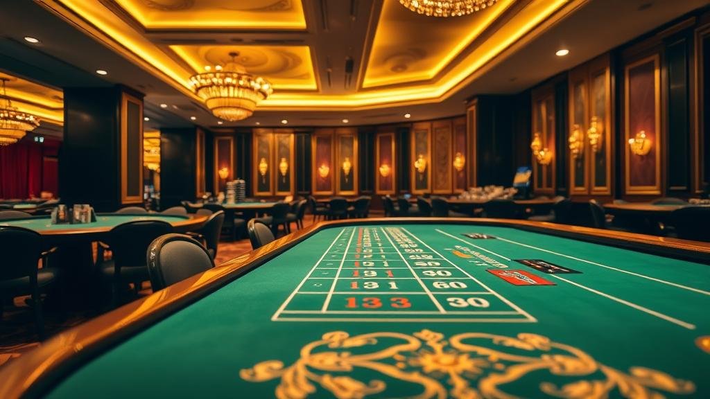 โต๊ะบาคาร่าพร้อมไพ่และชิป