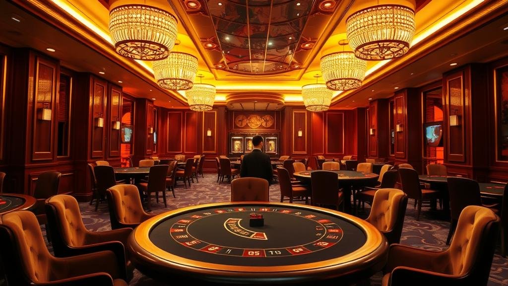 ภาพระยะใกล้โต๊ะบาคาร่าพร้อมไพ่และชิป