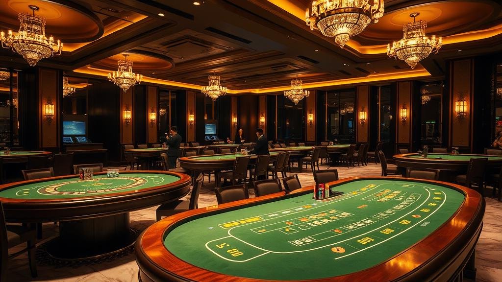 ชิปคาสิโนบนโต๊ะบาคาร่า แสดงถึงกลยุทธ์การเดินเงิน