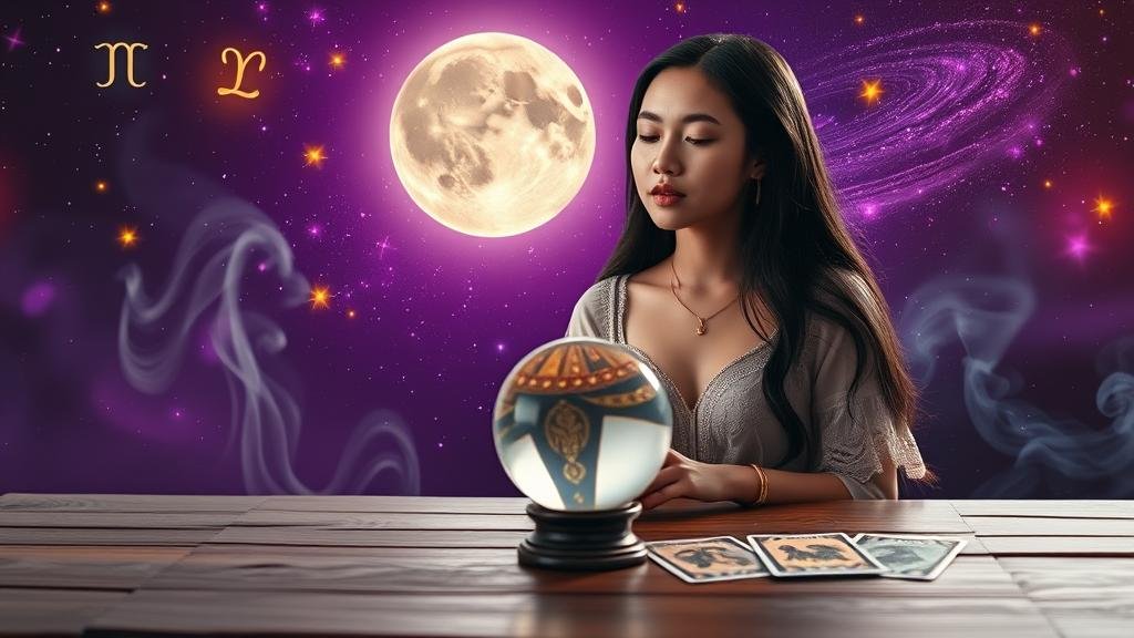 ลูกแก้วคริสตัลแสดงภาพตัวเลขและดวงดาวสำหรับการทำนายหวย