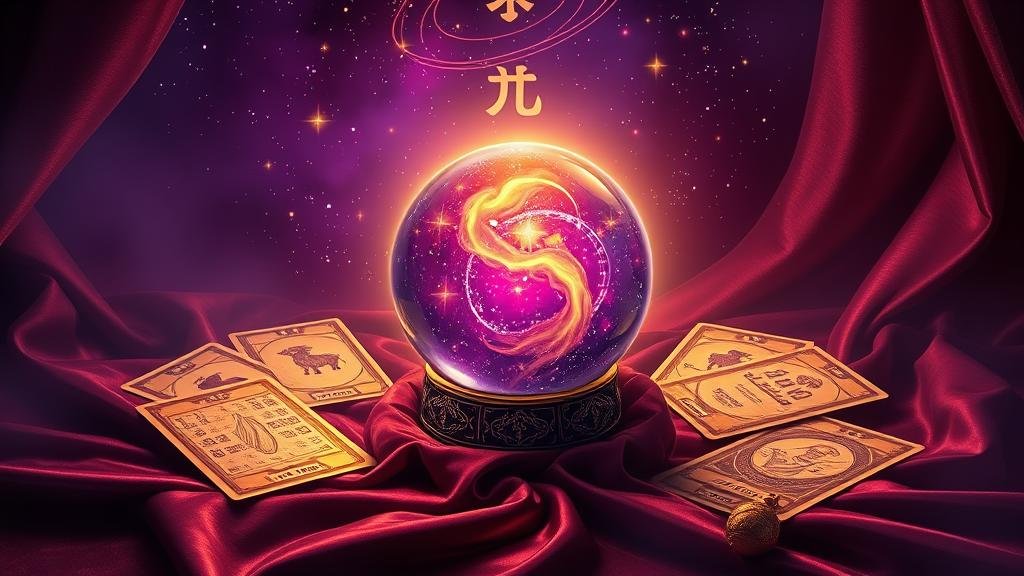 ภาพผู้ทรงศีลนั่งสมาธิ ท่ามกลางแสงสีทองและเครื่องรางมงคลปีปุน