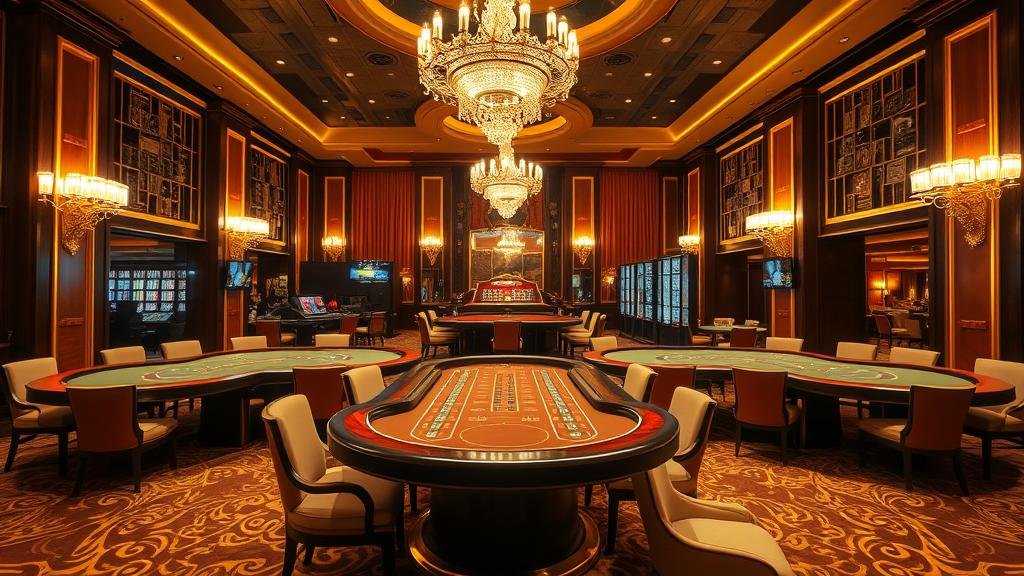 มือถือเหรียญทองกำลังหยอดสล็อตแมชชีน หน้าจอแสดงสัญลักษณ์ชนะ แสงสลัวในคาสิโน