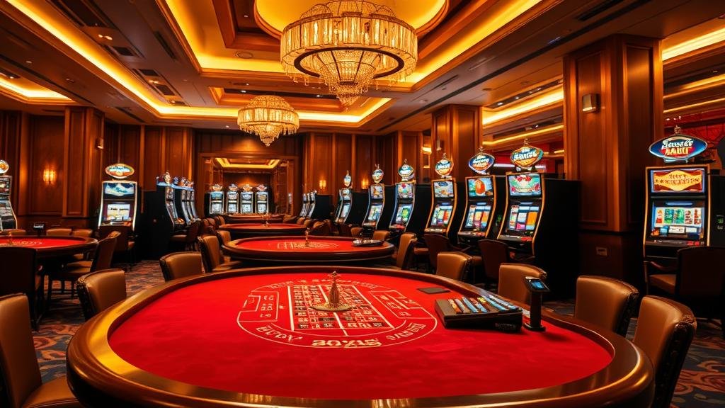 มือผู้เล่นกำลังหยอดเหรียญทองเข้าเครื่องสล็อต พร้อมสัญลักษณ์ที่สว่างไสว