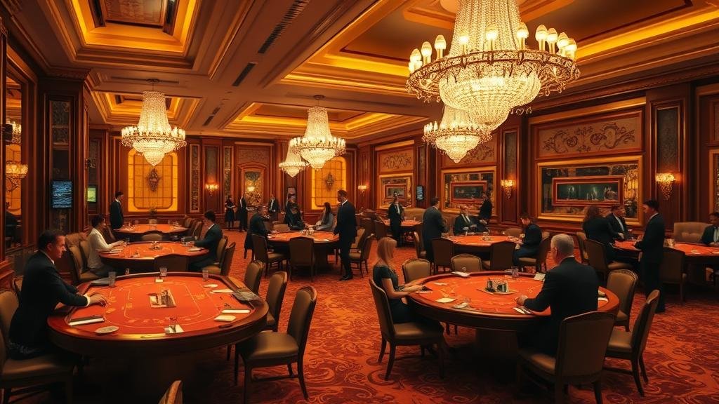 ภาพมือถือไพ่บาคาร่า พร้อมฉากหลังคาสิโนหรู