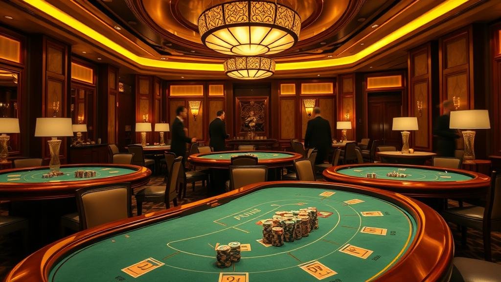 การวางเดิมพันบาคาร่า ด้วยชิปสีทองบนโต๊ะ VIP