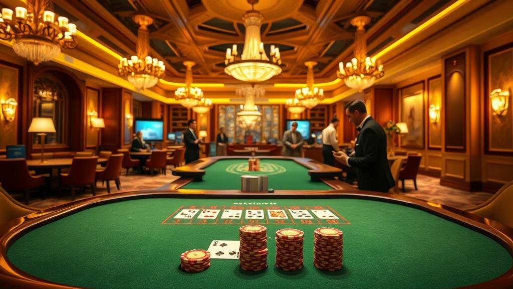 ไพ่บาคาร่าแต้ม 8 และ 7 บนโต๊ะเกม