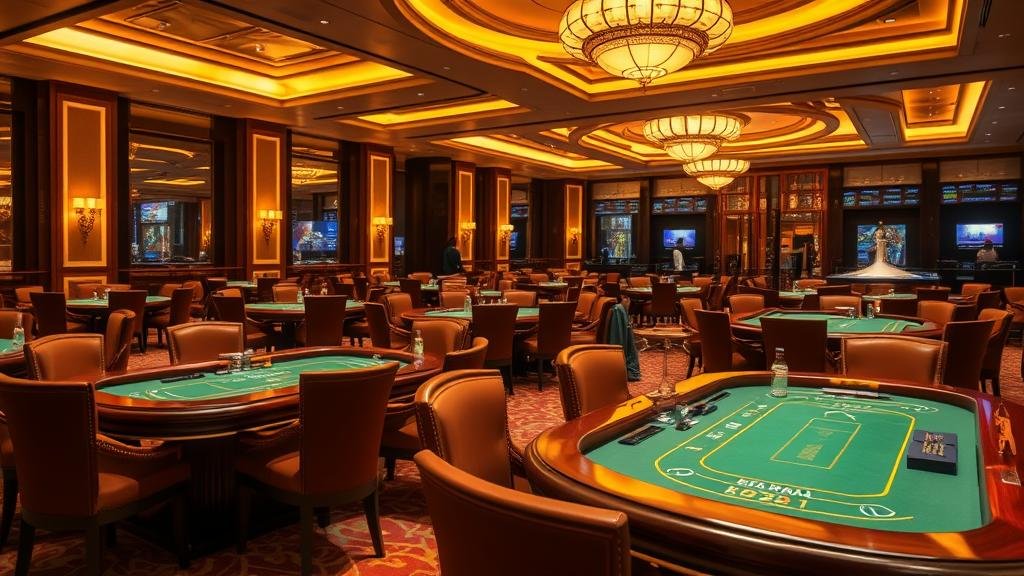 ดีลเลอร์บาคาร่ามืออาชีพกำลังแจกไพ่ในห้องคาสิโนหรู