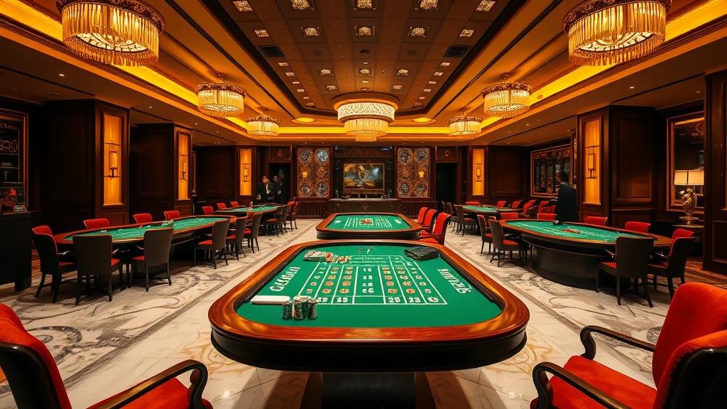 โต๊ะบาคาร่าพร้อมชิปและไพ่