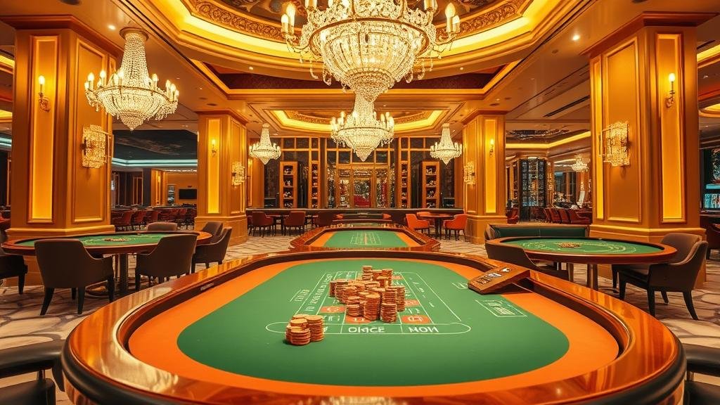 โต๊ะบาคาร่าพร้อมไพ่และชิป