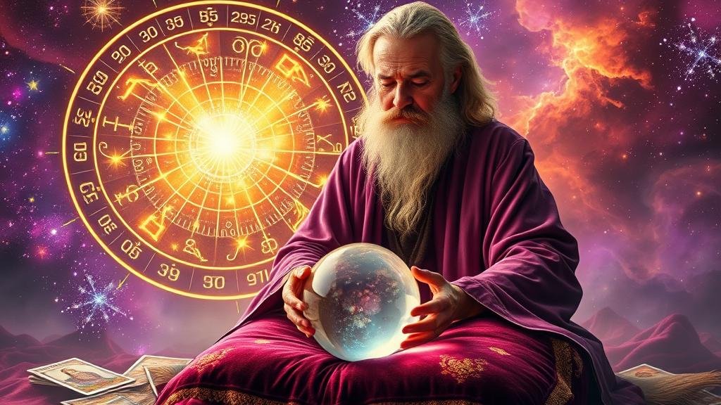 มือถือไพ่ทาโรต์ที่แสดงภาพ 'The Fool' หรือ 'The Magician' พร้อมตัวเลขและกราฟหุ้นที่ส่องแสงซ้อนทับ แสดงถึงการตัดสินใจเชิงกลยุทธ์ในการเสี่ยงโชค