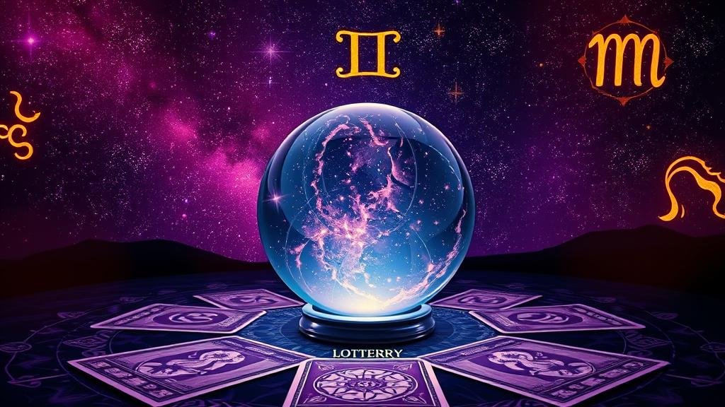 ภาพแผนผังจักรราศีและดาวเคราะห์ พร้อมตัวเลขลอตเตอรี่เรืองแสง