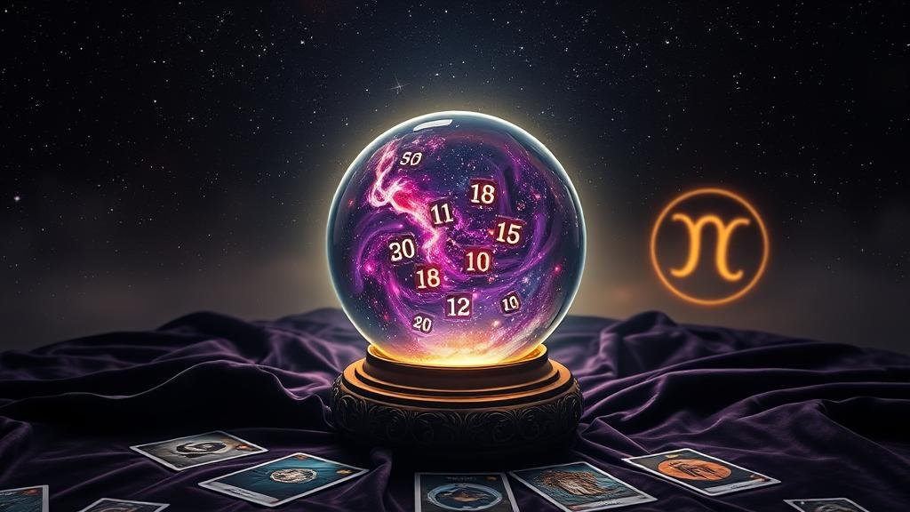 ภาพกลุ่มดาวจักรราศี 12 ราศี เรียงเป็นวงกลมเรืองแสง พร้อมตัวเลขลอตเตอรี่ซ่อนอยู่