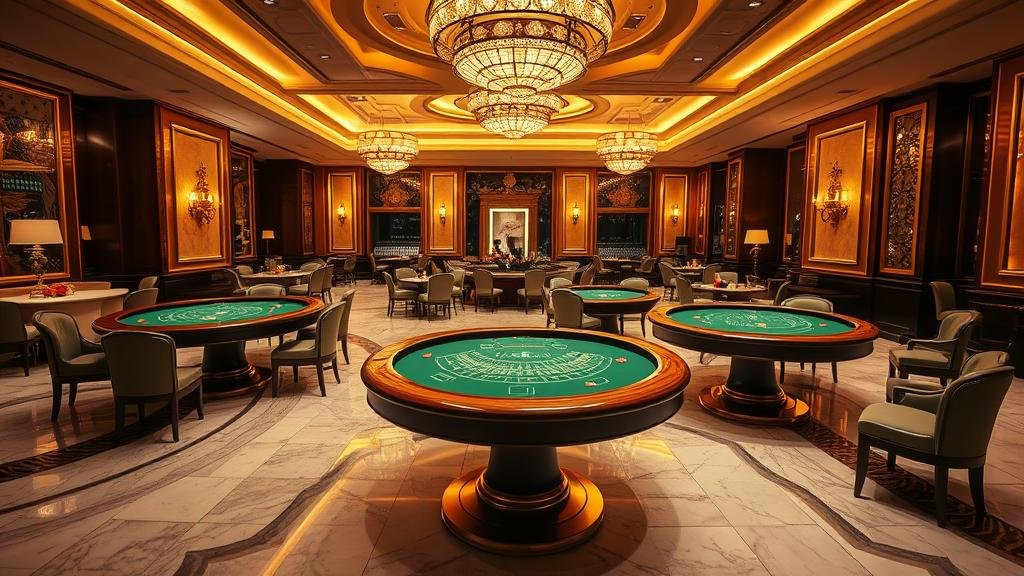 ดีลเลอร์กำลังแจกไพ่บาคาร่าบนโต๊ะหรู