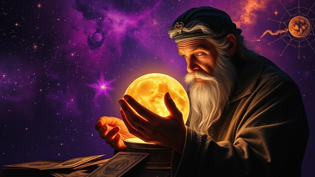 กราฟตลาดหุ้นเอเชีย ผสมผสานกับสัญลักษณ์โหราศาสตร์และตัวเลข