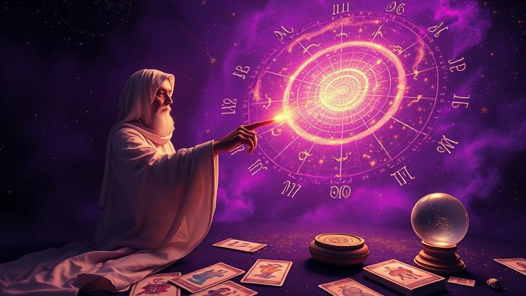 มือถือลูกแก้วคริสตัล ส่องประกายด้วยดวงดาวและตัวเลข