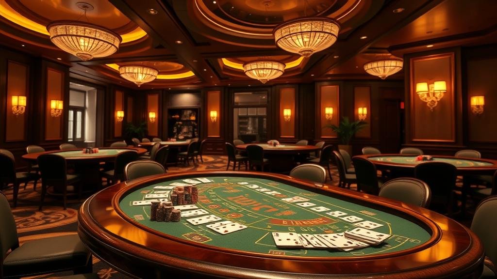 มือวางชิปบนโต๊ะบาคาร่าในคาสิโนหรู