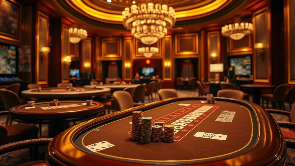 มือถือชิปคาสิโนและแท็บเล็ต แสดงหน้าจอเกมบาคาร่า