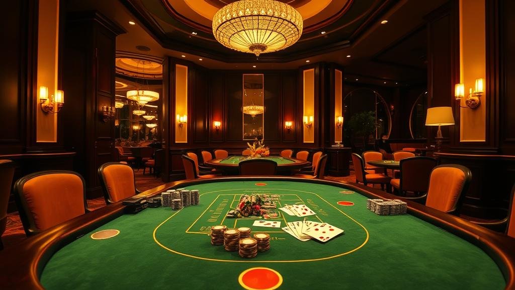 ภาพระยะใกล้ของเกมบาคาร่า อัตราจ่ายและไพ่บนโต๊ะ