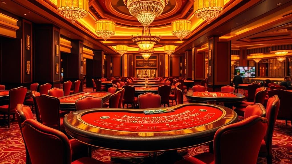 ดีลเลอร์มืออาชีพกำลังสับไพ่บาคาร่าในคาสิโนหรู