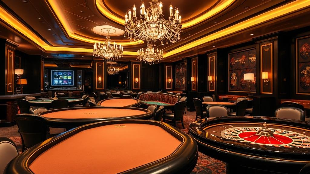 มือวางชิปสีทองบนโต๊ะแบล็คแจ็ค สื่อถึงการเดิมพันสูงและความตื่นเต้น