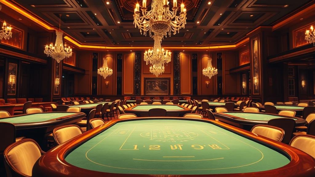 ดีลเลอร์สาวสวยกำลังแจกไพ่บาคาร่าบนโต๊ะสุดหรู