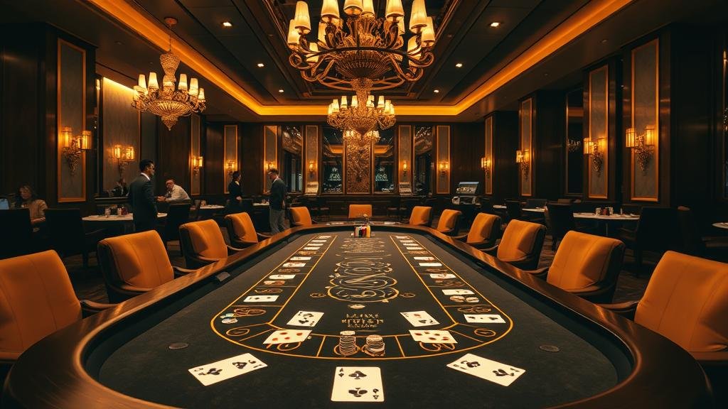 ภาพระยะใกล้ของโต๊ะบาคาร่า แสดงการแจกไพ่