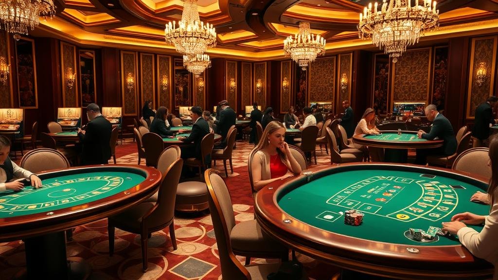 โลโก้ AE Casino บนหน้าจอในห้อง VIP