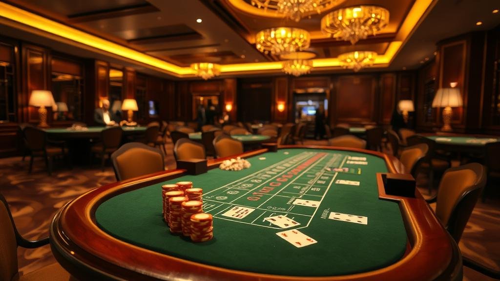 มือวางเดิมพันบนโต๊ะบาคาร่าพร้อมชิป